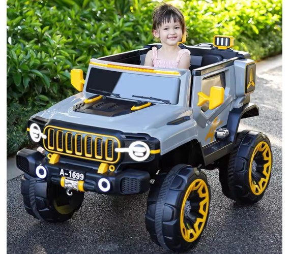4X4 Heavy Duty 12V Electric Ride On jeep for Kids with Remote Control, Music and Light 2- 8 Years(A-1699)Grey