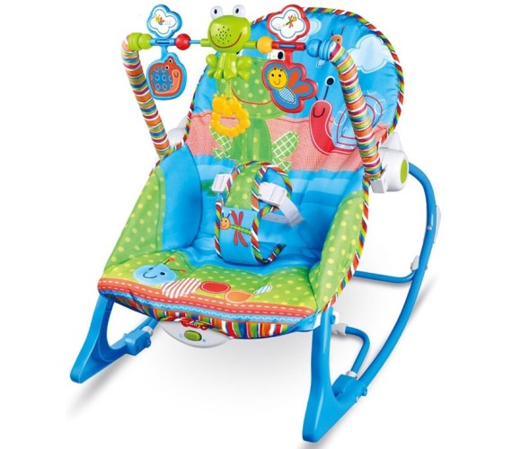 Baby Comfortable Bouncer, Baby Musical Bouncer With Animal Print-Blue