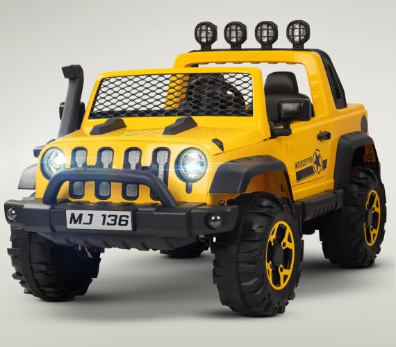 4X4 Big Size Heavy Duty 12V Electric Ride on Jeep For Kids With Remote Control, Bluetooth, Music & Light 1-8 Yrs(MJ136)Yellow
